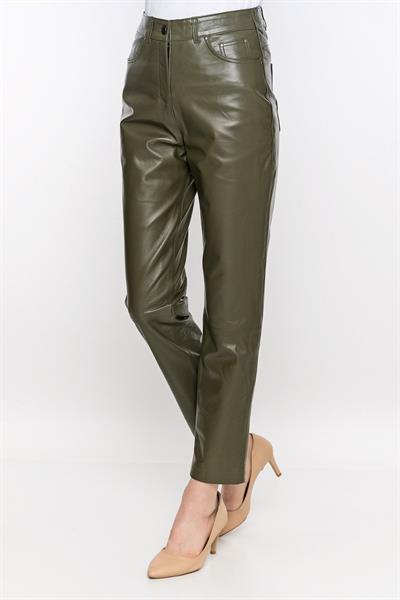 Basics And More Basics&More Women Five-Pocket Khaki Leather Trousers - P02