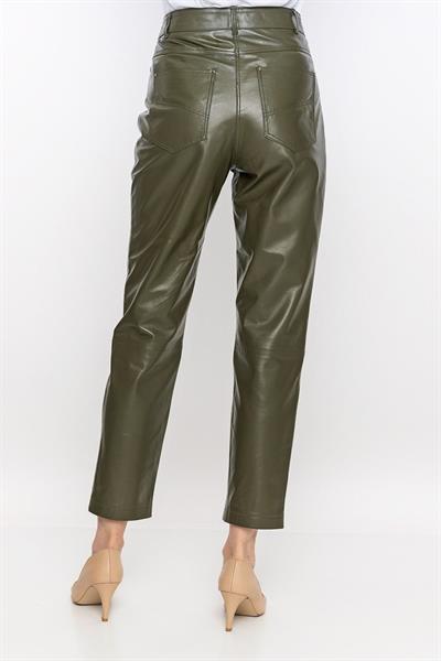 Basics And More Basics&More Women Five-Pocket Khaki Leather Trousers - P02
