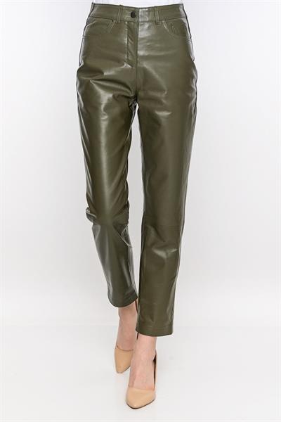 basics and more Basics&More Women Five-Pocket Khaki Leather Trousers - P02 basics and more Basics&More Women Five-Pocket Khaki Leather Trousers - P02