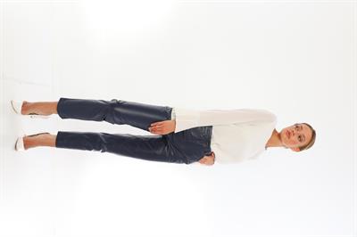 Basics And More Basics&More Women Five-Pocket Navy Leather Trousers - P02