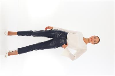 basics and more Basics&More Women Five-Pocket Navy Leather Trousers - P02