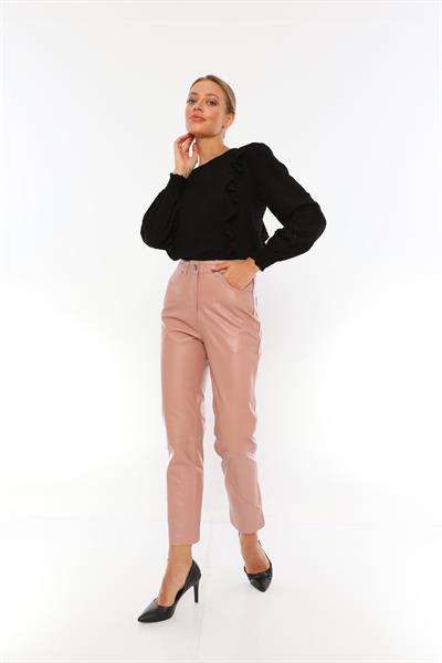 Basics And More Basics&More Women Five Pocket Powder Leather Trousers - P02