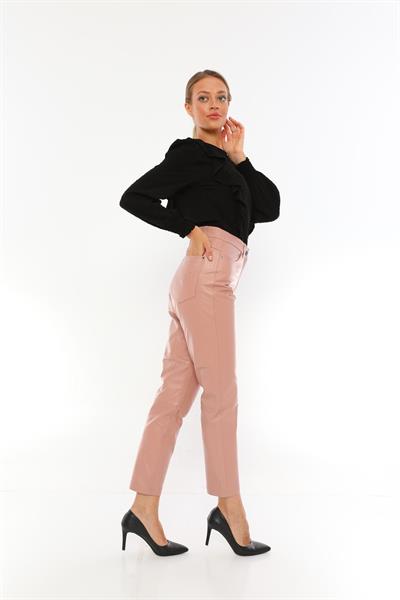 Basics And More Basics&More Women Five Pocket Powder Leather Trousers - P02