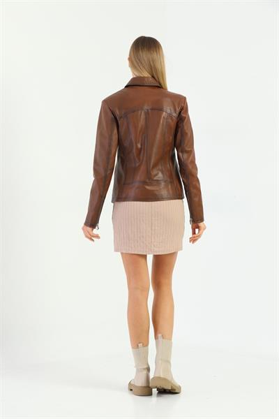 Basics And More Basics&More Women Hazelnut Leather Jacket - Maya
