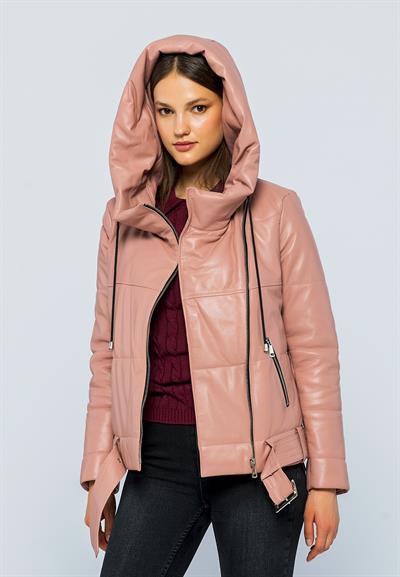 Basics And More Basics&More Women Hooded Inflatable Powder Leather Jacket - ELLE