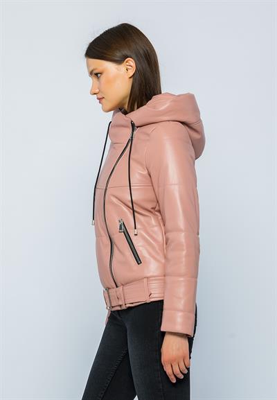 Basics And More Basics&More Women Hooded Inflatable Powder Leather Jacket - ELLE