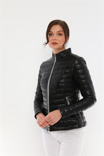 Basics And More Basics&More Women Inflatable Black Leather Jacket - IA90