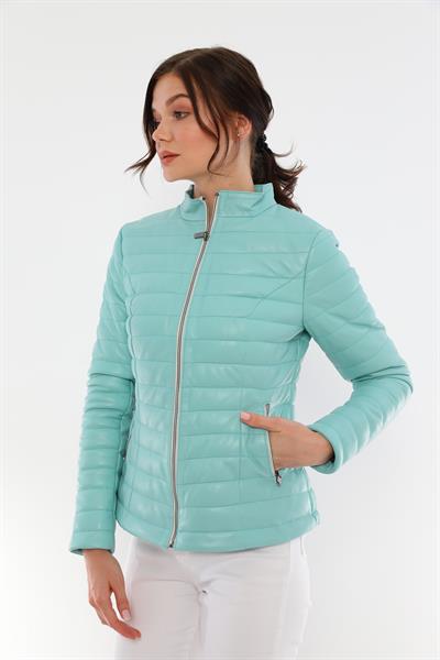 Basics And More Basics&More Women Inflatable Mint Leather Jacket - IA90