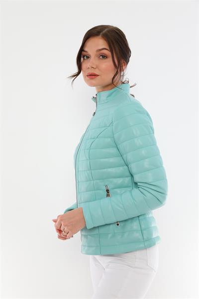 Basics And More Basics&More Women Inflatable Mint Leather Jacket - IA90