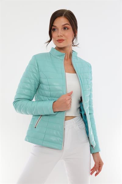 Basics And More Basics&More Women Inflatable Mint Leather Jacket - IA90