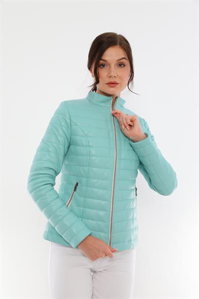 basics and more Basics&More Women Inflatable Mint Leather Jacket - IA90