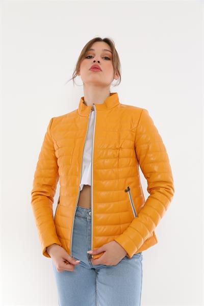 Basics And More Basics&More Women Inflatable Yellow Leather Jacket - IA90