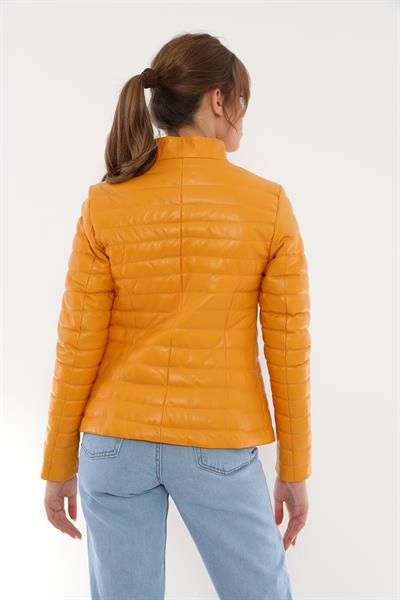 Basics And More Basics&More Women Inflatable Yellow Leather Jacket - IA90