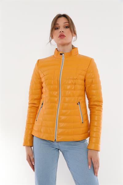 basics and more Basics&More Women Inflatable Yellow Leather Jacket - IA90