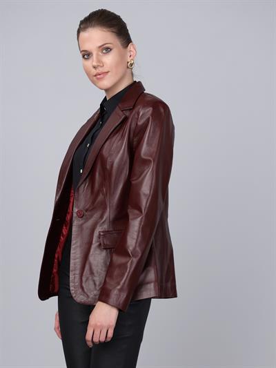 Basics And More Basics&More Women Plum Leather Jacket - B2020