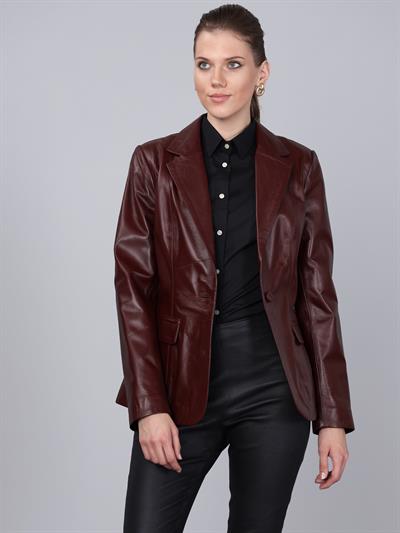 Basics And More Basics&More Women Plum Leather Jacket - B2020