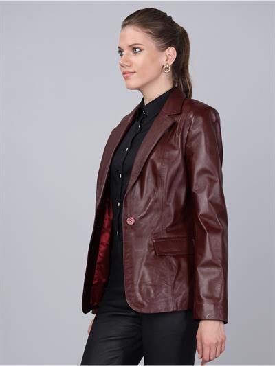 Basics And More Basics&More Women Plum Leather Jacket - B2020