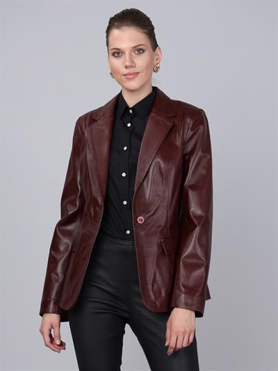 basics and more Basics&More Women Plum Leather Jacket - B2020