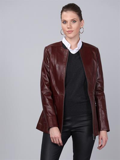 Basics And More Basics&More Women Plum Leather Jacket - BM03
