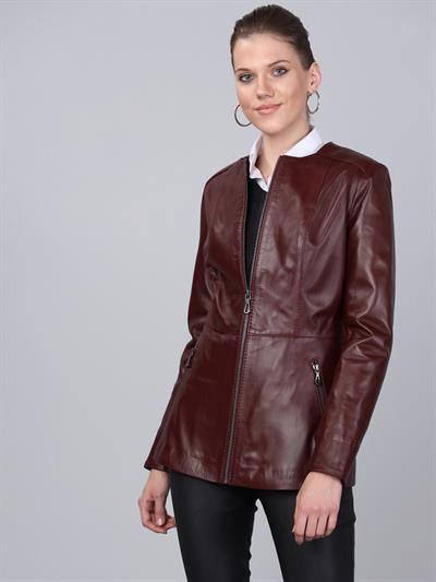 Basics And More Basics&More Women Plum Leather Jacket - BM03