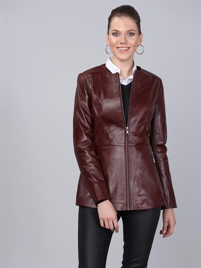 Basics And More Basics&More Women Plum Leather Jacket - BM03