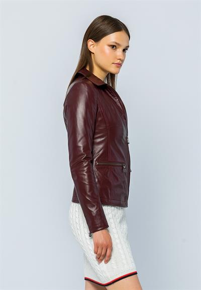 Basics And More Basics&More Women Plum Leather Jacket - Maya