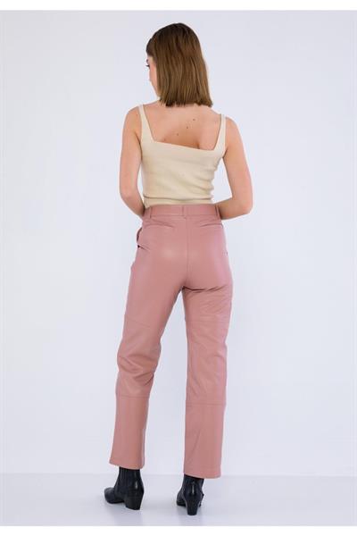 Basics And More Basics&More Women Side Pocket Powder Leather Trousers - P03