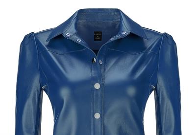 Basics And More Basics&More Women Snap Blue Leather Shirt - SH01