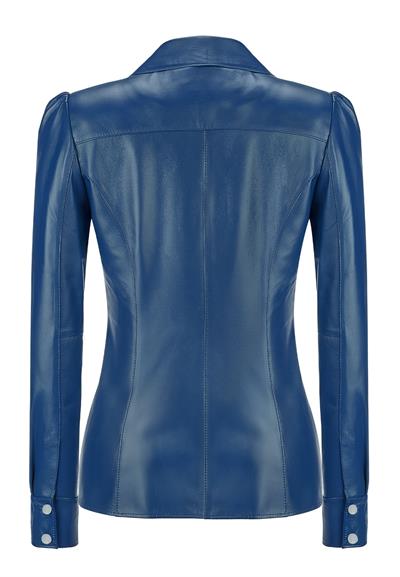 Basics And More Basics&More Women Snap Blue Leather Shirt - SH01