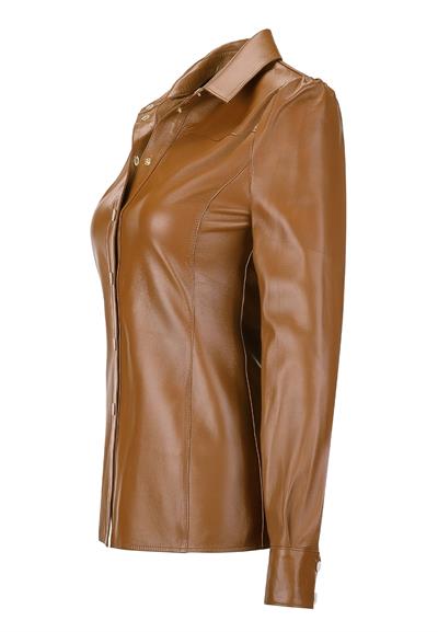 Basics And More Basics&More Women Snap Camel Leather Shirt - SH01