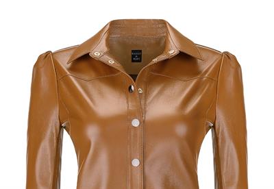 Basics And More Basics&More Women Snap Camel Leather Shirt - SH01