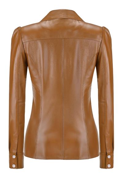 Basics And More Basics&More Women Snap Camel Leather Shirt - SH01