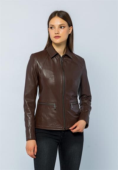 basics and more Basics&More Women Tea Leather Jacket - Maya