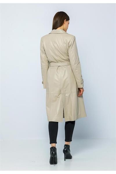 Basics And More Basics&More Women Trenc Beige Leather Jacket - Brenda