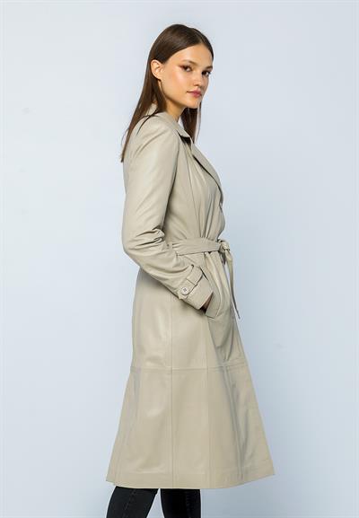 Basics And More Basics&More Women Trenc Beige Leather Jacket - Brenda