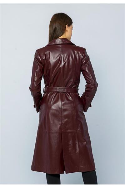 Basics And More Basics&More Women Trench Plum Leather Jacket - Brenda