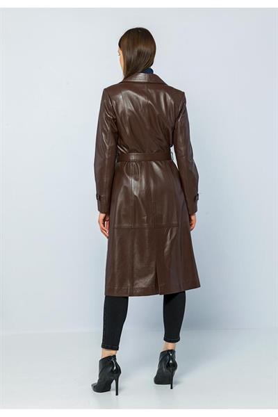 Basics And More Basics&More Women Trench Tea Leather Jacket - Brenda