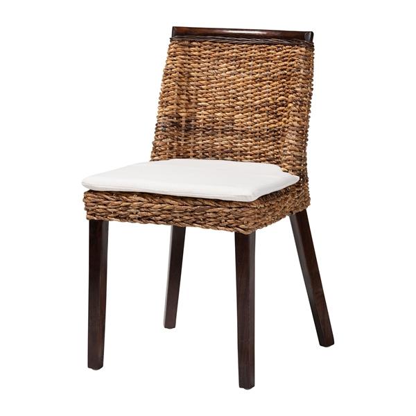 baxton studio bali & pari Abbas Bohemian Seagrass and Dark Brown Wood Dining Chair