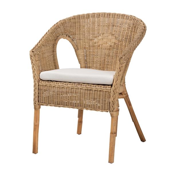 baxton studio bali & pari Abbey Modern Bohemian Natural Brown Antique Rattan Dining Chair