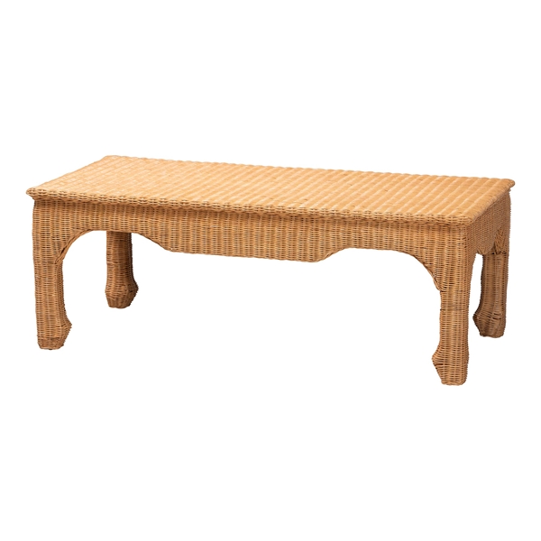 baxton studio bali & pari Abena Ming Style Rattan Coffee Table - Rectangular Boho Chic Accent Table for Living Room Family Room or Sunroom