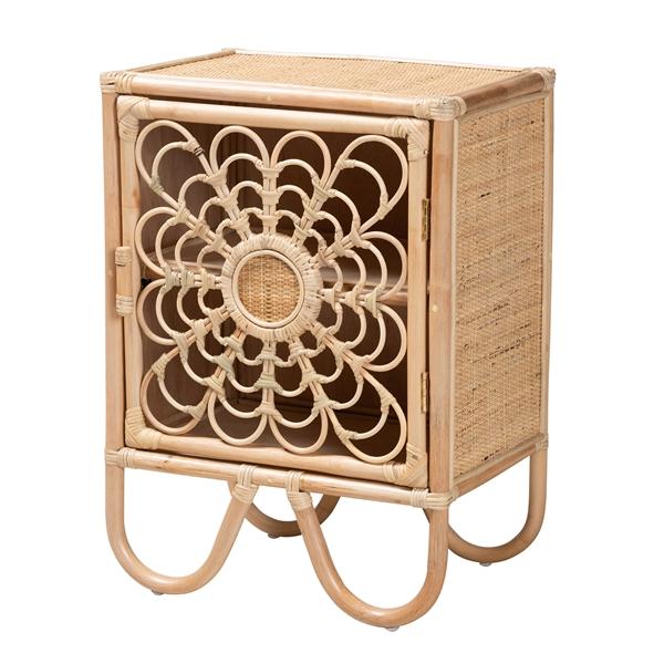 baxton studio bali & pari Acelin Modern Bohemian Natural Brown Rattan Nightstand