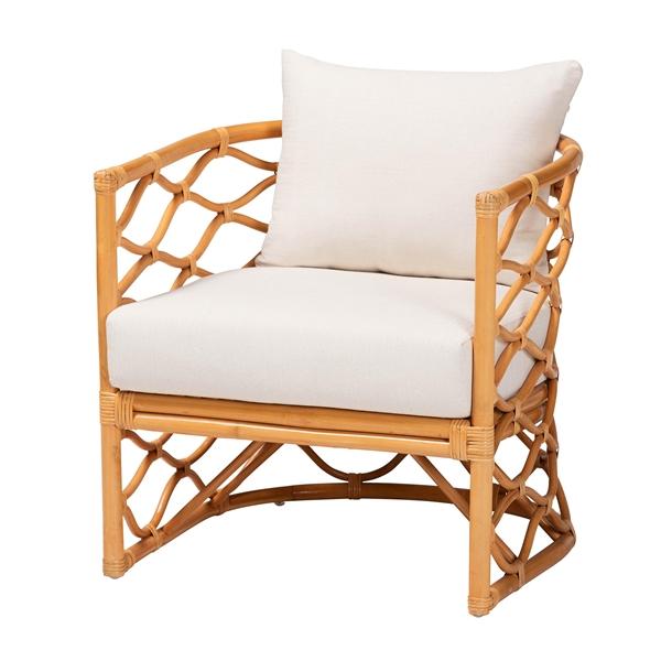 baxton studio bali & pari Acelynn Bohemian Light Honey Rattan Arm Chair