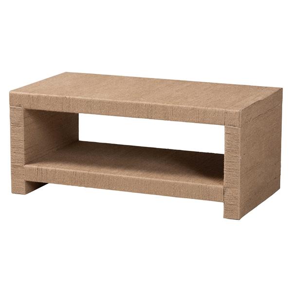 baxton studio bali & pari Adaya Handwoven Jute Coffee Table - Rectangular Living Room Center Table with Open Shelf Storage Handcrafted Boho Accent Furniture