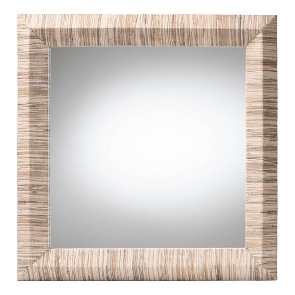baxton studio bali & pari Adino Bohemian Woven Natural Grasscloth Square Accent Mirror