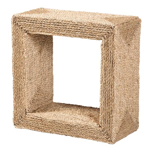 baxton studio bali & pari Adonica Modern Bohemian Natural Brown Seagrass and Wood End Table