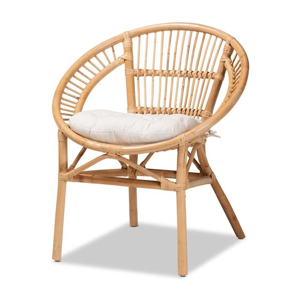 baxton studio bali & pari Adrina Modern Bohemian Natural Brown Rattan Dining Chair