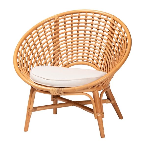 baxton studio bali & pari Aerin Modern Bohemian Natural Rattan Accent Chair