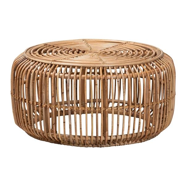 baxton studio bali & pari Aliane Modern Bohemian Natural Brown Antique Rattan Coffee Table