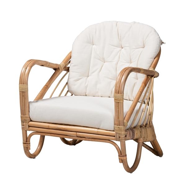 baxton studio bali & pari Aliane Modern Bohemian Natural Brown Antique Rattan Armchair