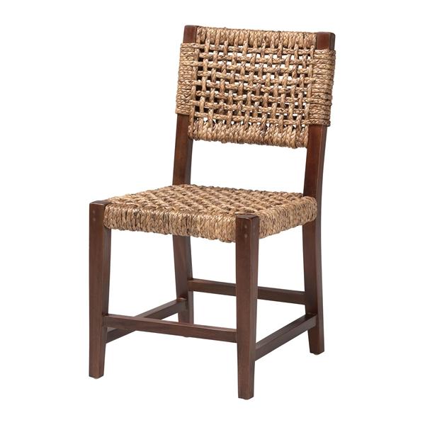 baxton studio bali & pari Alise Handwoven Seagrass Dining Chair with Mahogany Wood Frame - Woven Back and Seat Chair for Dining Room or Kitchen Earthy Brown